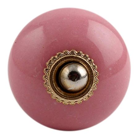 Pink Round Golden Fitting Ceramic Cabinet Knob
